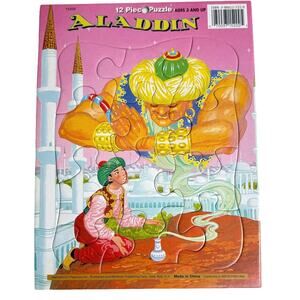 Disney Aladdin Tray Puzzle 90s Childrens Jigsaw 12pc Genie Lamp 11" Playmore Usa